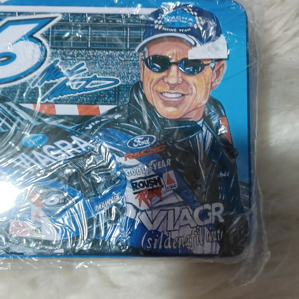 NEW Mark Martin Collectible Metal Tin NASCAR #6 Velveeta Cheese Kraft 6x4x2-in